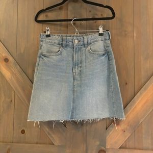 Denim Skirt with Frayed Edge